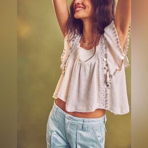 NWT Free People Metal Coin Embellished Top